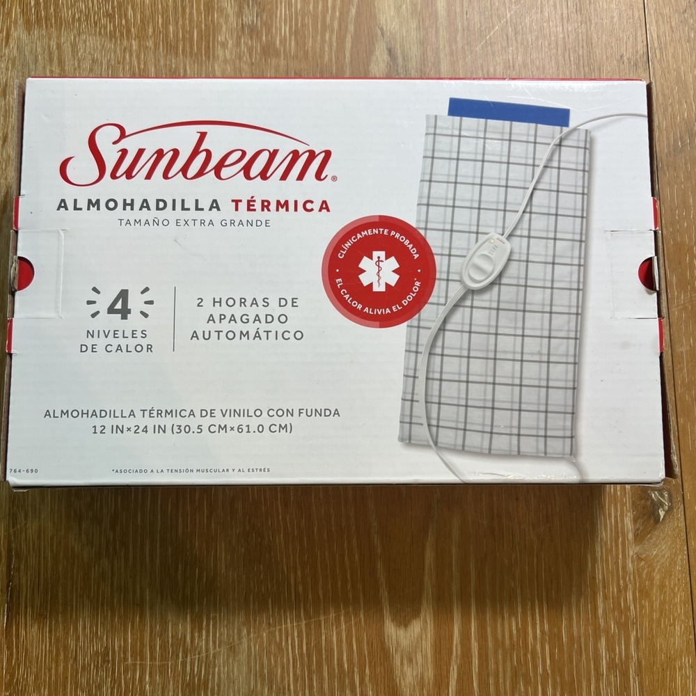 Sunbeam Heating Pad King Size 4 Heat Settings 2 Hour Shut Off 12x24 NEW in Box